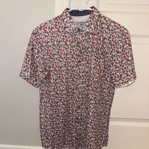 Lacoste Men's Red Floral Dress Shirt